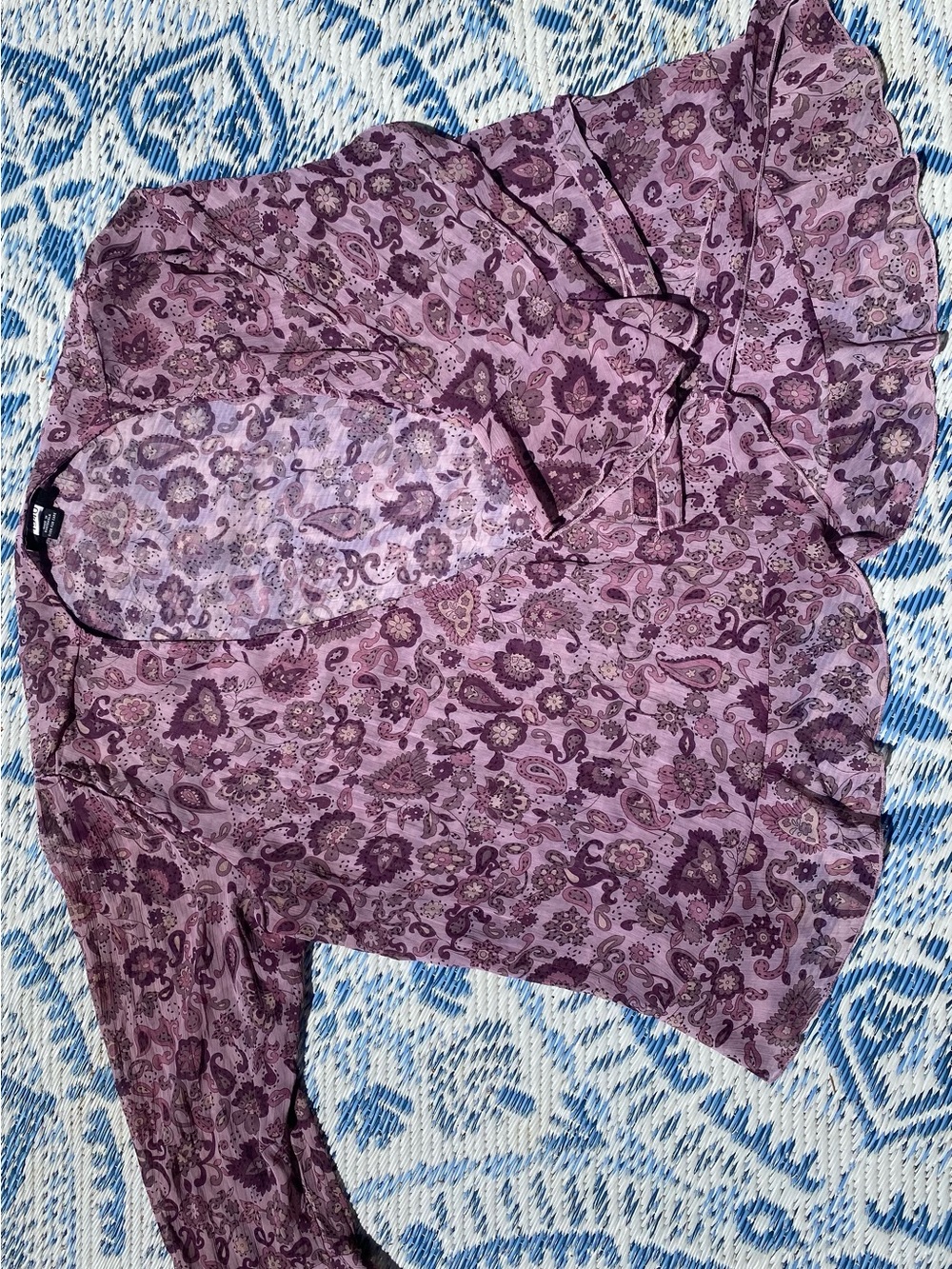 Studio 1940 Pink and Purple Paisley Tie Up Blouse